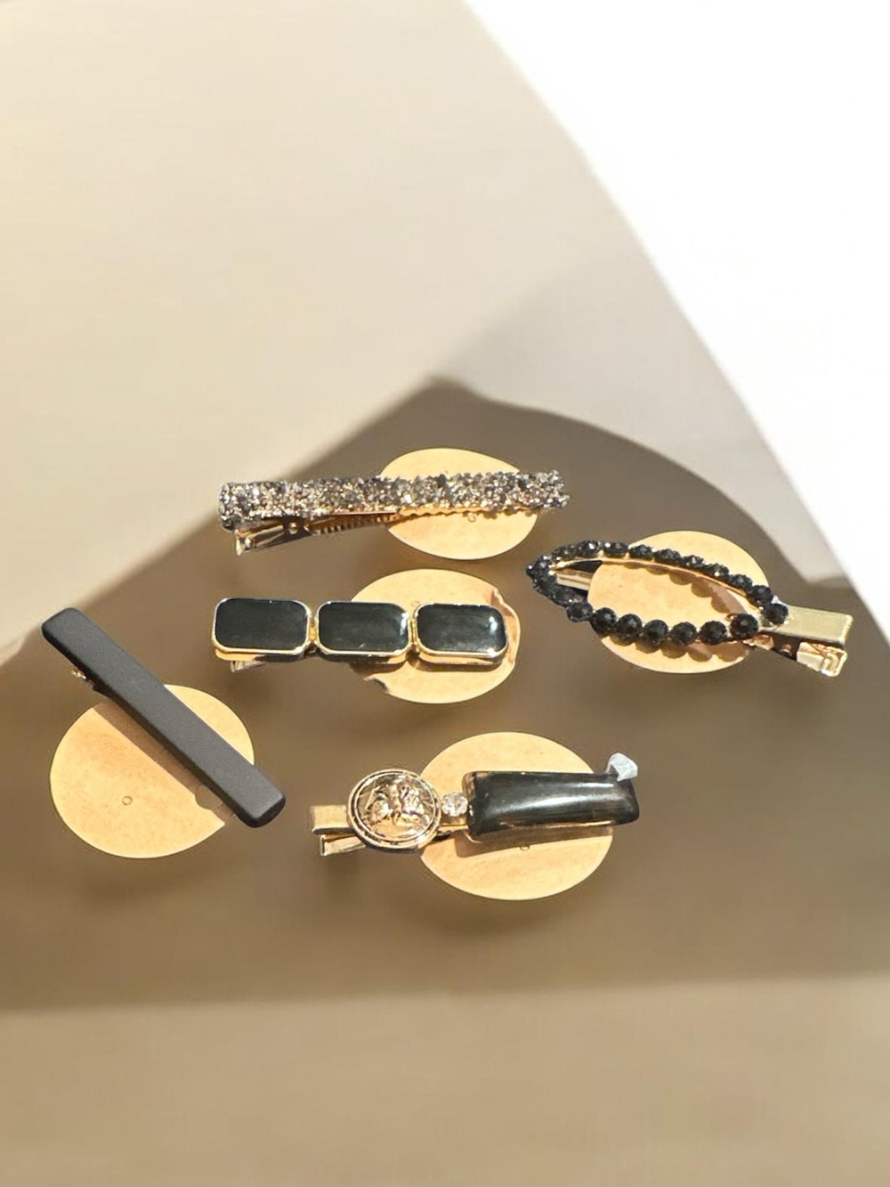 Gold and Black Hair Clip Set - Elegant Women’s Accessories
325